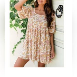 Pink Lily Blissful nights square neck floral mini dress/tunic